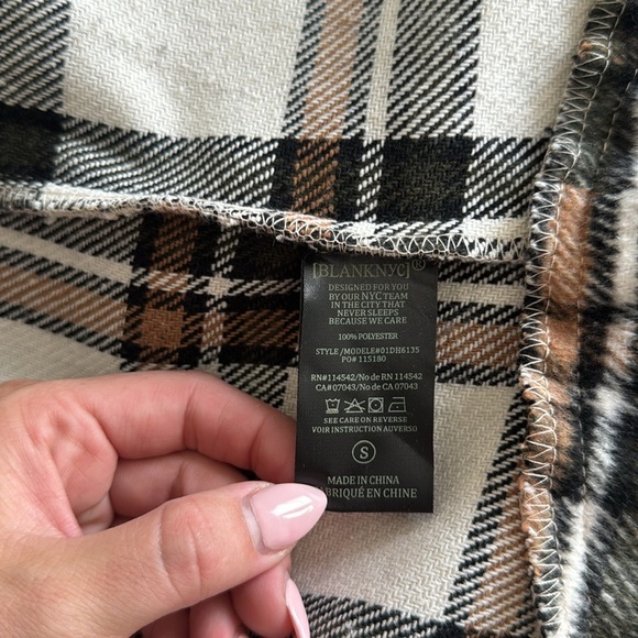 Blank NYC Plaid Jacket in Black, White, and Brown - Picture 9 of 9